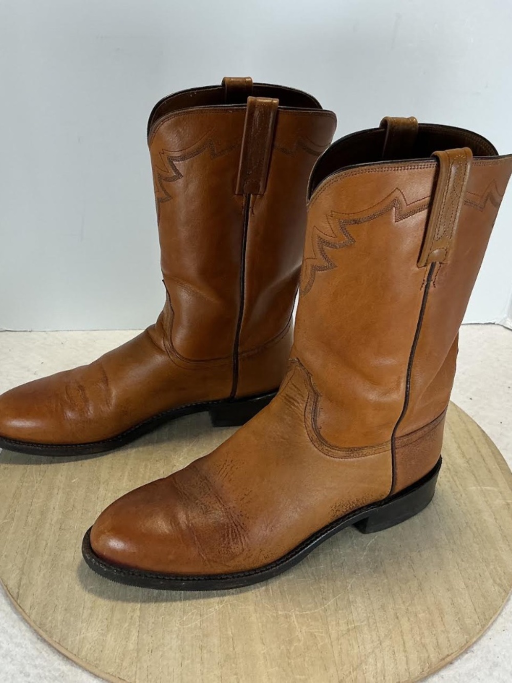 Lucchese 2000 Men’s 9.5 D Brown Leather Round Toe Western Cowboy Boots